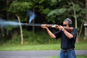 The Obama skeet shooting photo released by White House The Obama skeet shooting photo released by White House