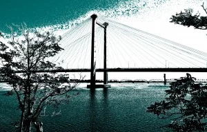 Cable Bridge lights turn teal for ovarian cancer awareness Cable Bridge lights turn teal for ovarian cancer awareness